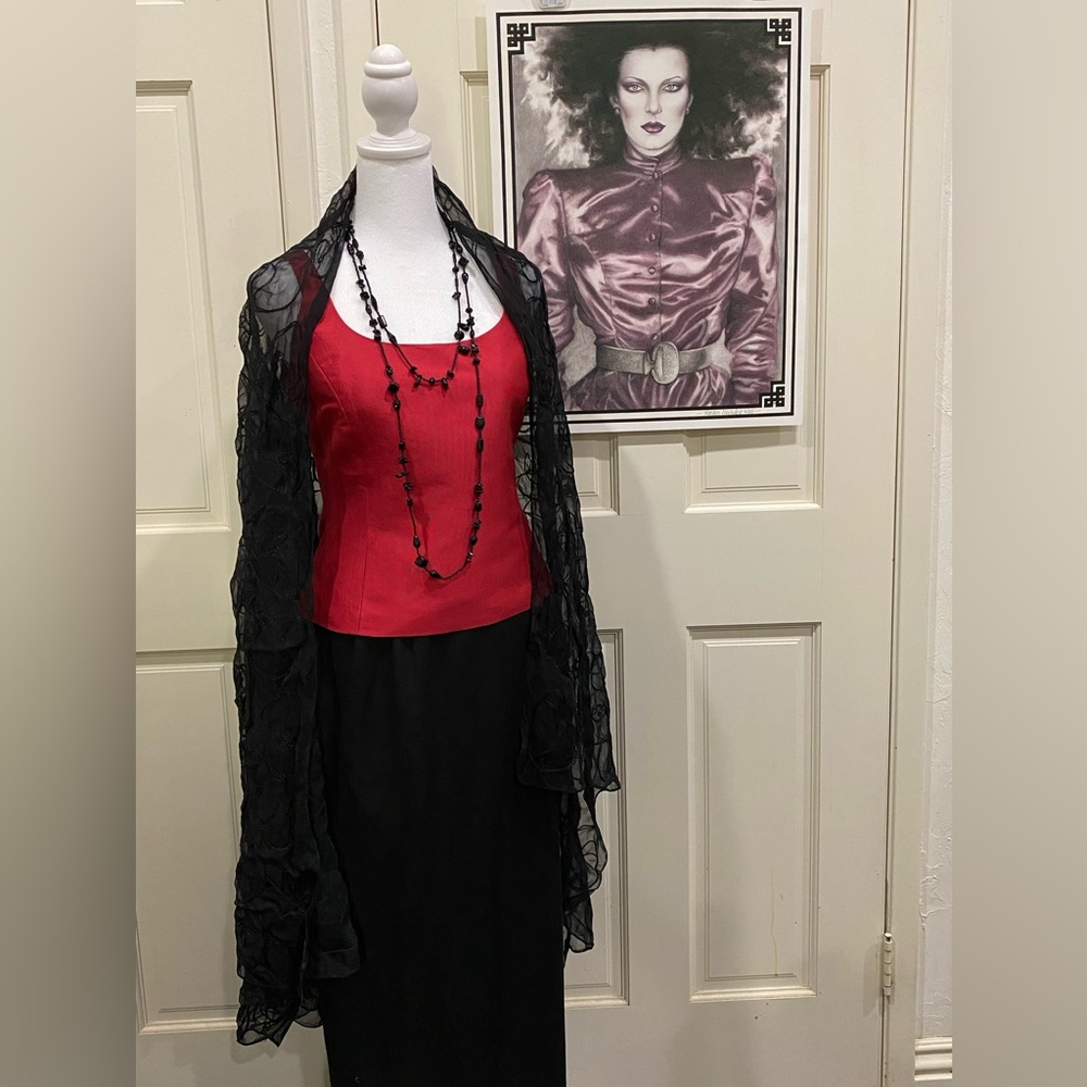 Linda Allard for Ellen Tracy striking red silk tank top - Picture 6 of 15